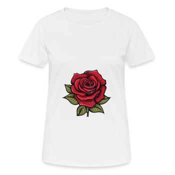 Rose Blume - Frauen T-Shirt atmungsaktiv - Weiß - Vorne - AI Model Female 172 dark (172cm)