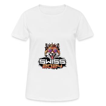 Suisse 2024 Fête Fox Swiss - T-shirt respirant Femme - blanc - Devant - AI Model Female 172 dark (172cm)