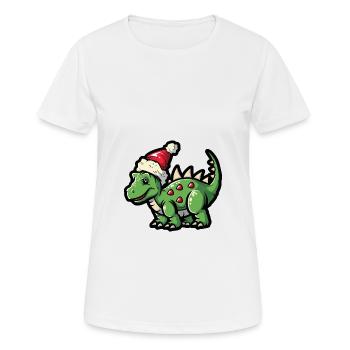 Dinosaur stegosaurus Christmas - Women's Breathable T-Shirt - white - Front - AI Model Female 172 dark (172cm)