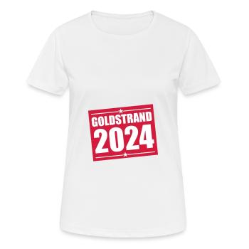 Goldstrand 2024 - Frauen T-Shirt atmungsaktiv - Weiß - Vorne - AI Model Female 172 dark (172cm)