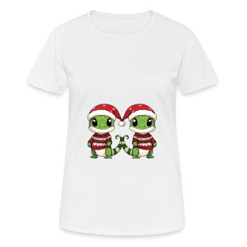 Echse Weihnachten Team - Frauen T-Shirt atmungsaktiv - Weiß - Vorne - AI Model Female 172 dark (172cm)