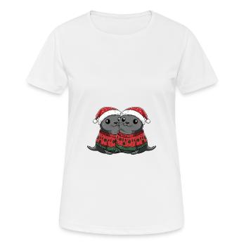 Robbe Tier Weihnachten Team - Frauen T-Shirt atmungsaktiv - Weiß - Vorne - AI Model Female 172 dark (172cm)