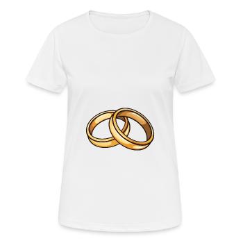 Eheringe Hochzeit - Frauen T-Shirt atmungsaktiv - Weiß - Vorne - AI Model Female 172 dark (172cm)