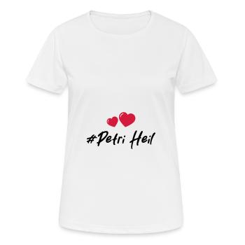 Petri Heil Herz Fischen - Frauen T-Shirt atmungsaktiv - Weiß - Vorne - AI Model Female 172 dark (172cm)