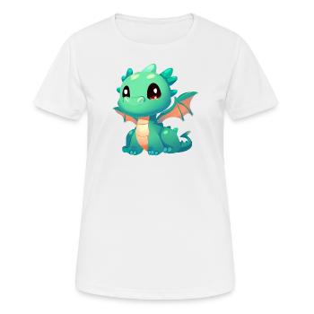 Dragon aux grands yeux - T-shirt respirant Femme - blanc - Devant - AI Model Female 172 dark (172cm)