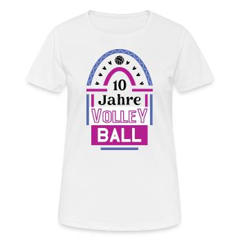10 Jahre Volleyball Jubiläum Volleyballspielerin - Frauen T-Shirt atmungsaktiv - Weiß - Vorne - AI Model Female 172 dark (172cm)