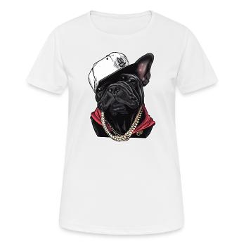 Bouledogue français Gangstar Rap Artiste - T-shirt respirant Femme - blanc - Devant - AI Model Female 172 dark (172cm)