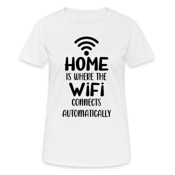 Home is Where the Wifi Connects Automatically - Women's Breathable T-Shirt - white - Front - AI Model Female 172 dark (172cm)