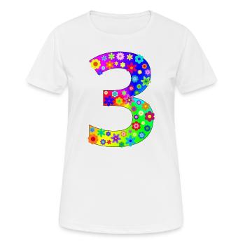 Blumen Zahl 3 - Frauen T-Shirt atmungsaktiv - Weiß - Vorne - AI Model Female 172 dark (172cm)