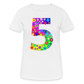 Blumen Zahl 5 - Frauen T-Shirt atmungsaktiv - Weiß - Vorne - AI Model Female 172 dark (172cm)
