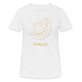 "Namasté" für Pilates und Yoga - Frauen T-Shirt atmungsaktiv - Weiß - Vorne - AI Model Female 172 dark (172cm)