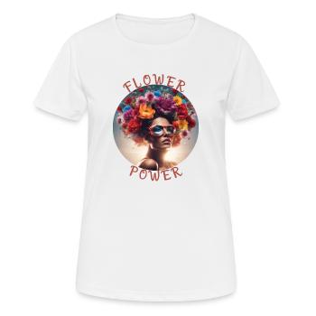 Flower Power Femme avec des fleurs - T-shirt respirant Femme - blanc - Devant - AI Model Female 172 dark (172cm)