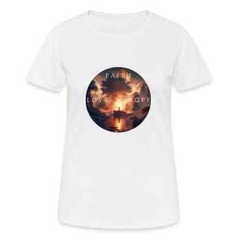 Foi, Amour, Espérance – Glaube Liebe Hoffnung - T-shirt respirant Femme - blanc - Devant - AI Model Female 172 dark (172cm)