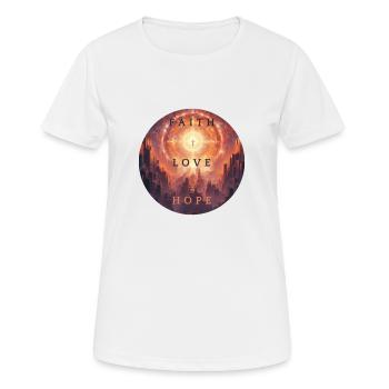 Foi, Amour, Espérance – Glaube Liebe Hoffnung - T-shirt respirant Femme - blanc - Devant - AI Model Female 172 dark (172cm)