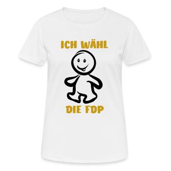 Ich wähl die FDP - Wähler - Stimme - Frauen T-Shirt atmungsaktiv - Weiß - Vorne - AI Model Female 172 dark (172cm)