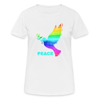 Friedenstaube Regenbogen Peace - Frauen T-Shirt atmungsaktiv - Weiß - Vorne - AI Model Female 172 dark (172cm)