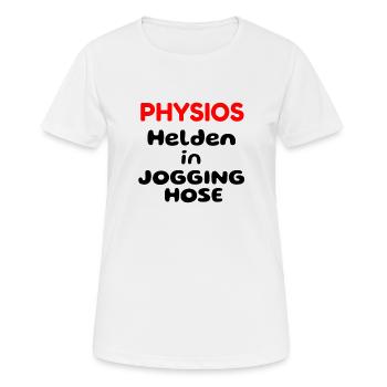 Physios Helden in Jogginghose, Physiotherapeut - Frauen T-Shirt atmungsaktiv - Weiß - Vorne - AI Model Female 172 dark (172cm)