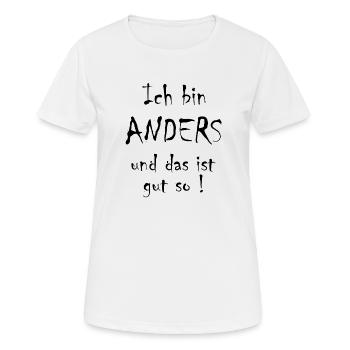 anders sein,öko,Hippie,vegan,bunt,vegetarier - Frauen T-Shirt atmungsaktiv - Weiß - Vorne - AI Model Female 172 dark (172cm)