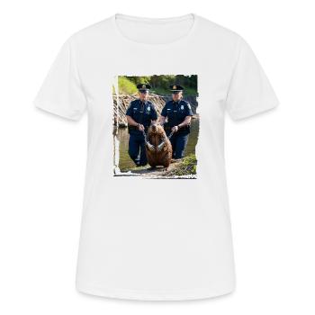 Castor arrêté par la police - T-shirt respirant Femme - blanc - Devant - AI Model Female 172 dark (172cm)