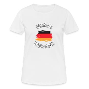 German Wrestling - Frauen T-Shirt atmungsaktiv - Weiß - Vorne - AI Model Female 172 dark (172cm)