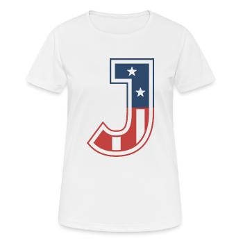 Brief J USA - Frauen T-Shirt atmungsaktiv - Weiß - Vorne - AI Model Female 172 dark (172cm)