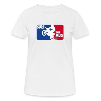 Surf the Mud - for bikers - Frauen T-Shirt atmungsaktiv - Weiß - Vorne - AI Model Female 172 dark (172cm)