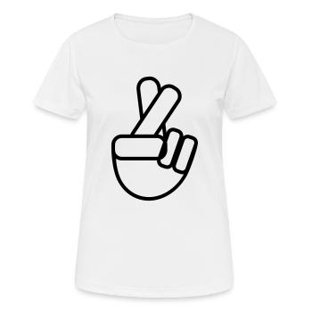 crossed fingers - Frauen T-Shirt atmungsaktiv - Weiß - Vorne - AI Model Female 172 dark (172cm)