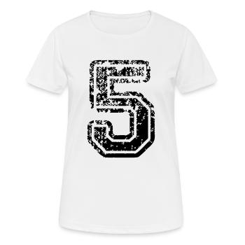 5 - Nummer - Frauen T-Shirt atmungsaktiv - Weiß - Vorne - AI Model Female 172 dark (172cm)