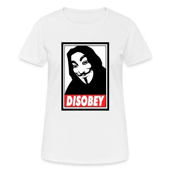 discobey anonymous - T-shirt respirant Femme - blanc - Devant - AI Model Female 172 dark (172cm)
