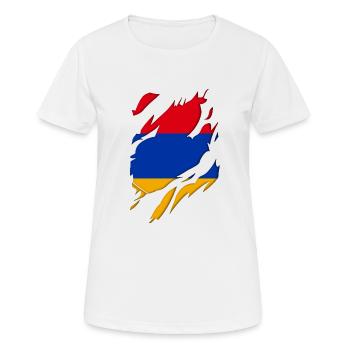Armenia flag torn motif - Women's Breathable T-Shirt - white - Front - AI Model Female 172 dark (172cm)
