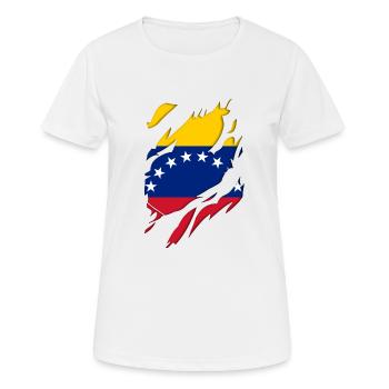 Drapeau déchiré du Venezuela motif déchiré - T-shirt respirant Femme - blanc - Devant - AI Model Female 172 dark (172cm)