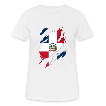 Dominikanische Republik Flagge zerrissenes Motiv - Frauen T-Shirt atmungsaktiv - Weiß - Vorne - AI Model Female 172 dark (172cm)