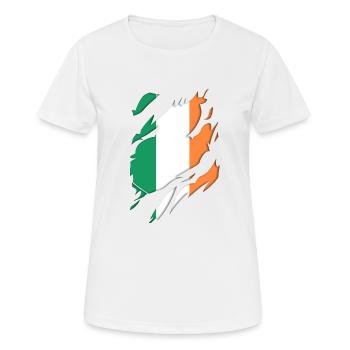 Ireland flag torn motif - Women's Breathable T-Shirt - white - Front - AI Model Female 172 dark (172cm)