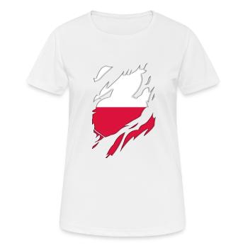 Poland flag torn motif - Women's Breathable T-Shirt - white - Front - AI Model Female 172 dark (172cm)