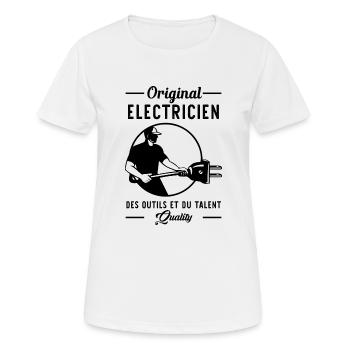 original electricien des outils et du talent - T-shirt respirant Femme - blanc - Devant - AI Model Female 172 dark (172cm)