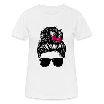 Girl Messy Bun with Bow - Frauen T-Shirt atmungsaktiv - Weiß - Vorne - AI Model Female 172 dark (172cm)