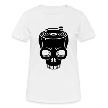 Totenschädel Plattenspieler - Frauen T-Shirt atmungsaktiv - Weiß - Vorne - AI Model Female 172 dark (172cm)