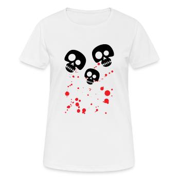 Tête de crâne combinée avec du sang - T-shirt respirant Femme - blanc - Devant - AI Model Female 172 dark (172cm)