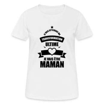 ma transformation ultime je vais être maman - T-shirt respirant Femme - blanc - Devant - AI Model Female 172 dark (172cm)