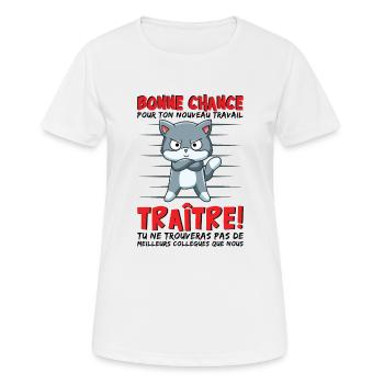 Depart Collegue de Travail Nouvel Emploi Bn chance - T-shirt respirant Femme - blanc - Devant - AI Model Female 172 dark (172cm)
