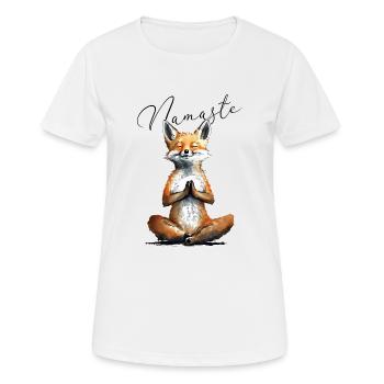 Fox fait du professeur de yoga l’humour animal Namaste Karma - T-shirt respirant Femme - blanc - Devant - AI Model Female 172 dark (172cm)