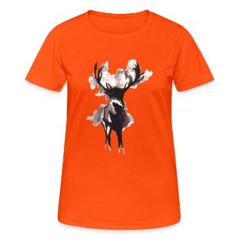 Watercolour deer with antlers - Women's Breathable T-Shirt - neon orange - Front - AI Model Female 172 dark (172cm)