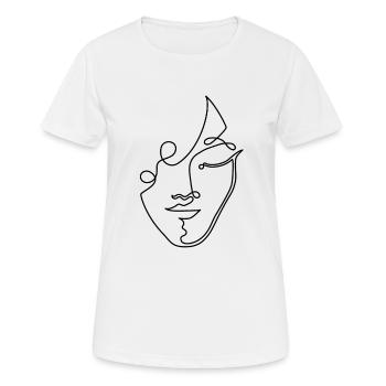 LineArt Frauengesicht - Frauen T-Shirt atmungsaktiv - Weiß - Vorne - AI Model Female 172 dark (172cm)