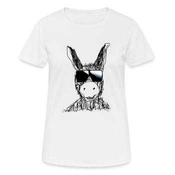 Esel, Stofftier,Aquarell,Zeichnung,sonnenbrille - Frauen T-Shirt atmungsaktiv - Weiß - Vorne - AI Model Female 172 dark (172cm)