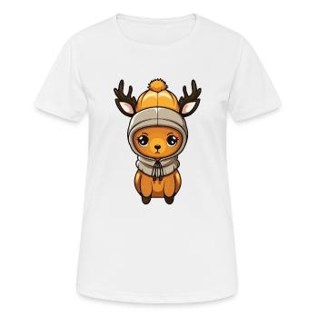 Reh Niedlich Comic Winter - Frauen T-Shirt atmungsaktiv - Weiß - Vorne - AI Model Female 172 dark (172cm)
