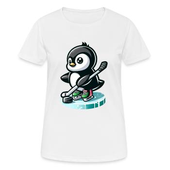 Pinguin Eishockeyspieler mit Puck und - Frauen T-Shirt atmungsaktiv - Weiß - Vorne - AI Model Female 172 dark (172cm)