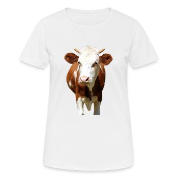 Tête de vache - T-shirt respirant Femme - blanc - Devant - AI Model Female 172 dark (172cm)