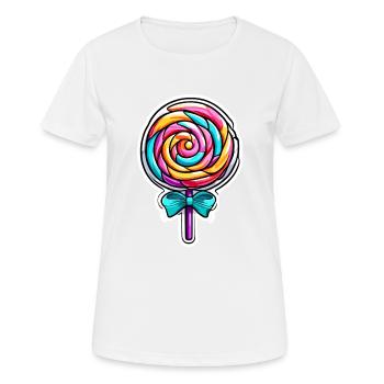 Sucette / Sucette / Bonbons / Lécher / Mignon - T-shirt respirant Femme - blanc - Devant - AI Model Female 172 dark (172cm)