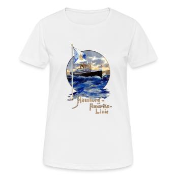 Bateau à vapeur de la ligne Hambourg-Amérique - T-shirt respirant Femme - blanc - Devant - AI Model Female 172 dark (172cm)
