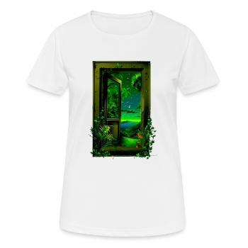 Tür ins Paradies - Frauen T-Shirt atmungsaktiv - Weiß - Vorne - AI Model Female 172 dark (172cm)